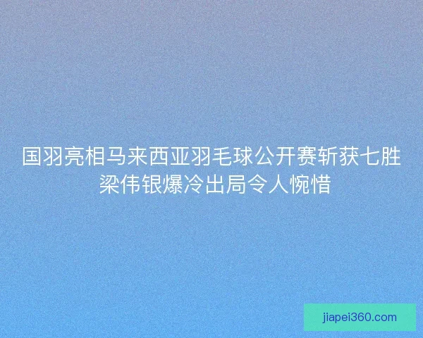 国羽亮相马来西亚羽毛球公开赛斩获七胜 梁伟银爆冷出局令人惋惜